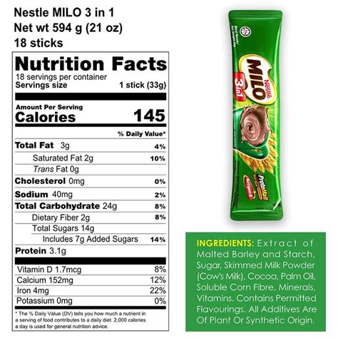 milo ingredient list